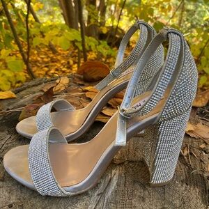 Elegant Silver Rhinestone Heels Steve Madden